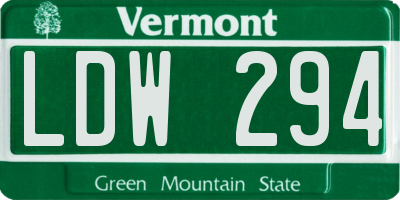 VT license plate LDW294