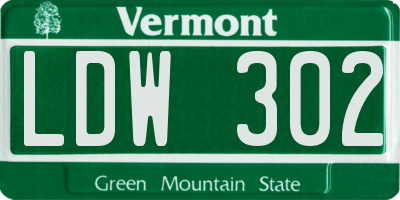 VT license plate LDW302