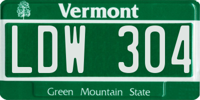 VT license plate LDW304