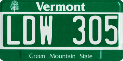 VT license plate LDW305