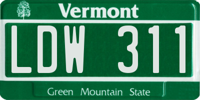 VT license plate LDW311