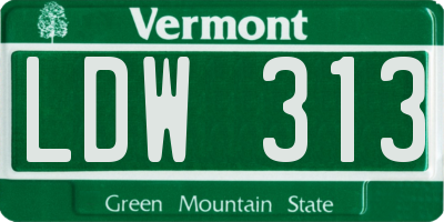 VT license plate LDW313