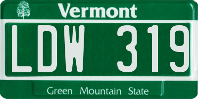 VT license plate LDW319