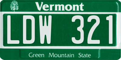 VT license plate LDW321