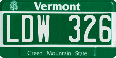 VT license plate LDW326