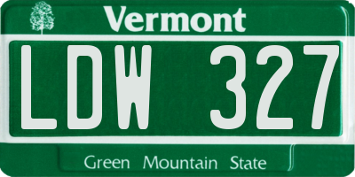 VT license plate LDW327