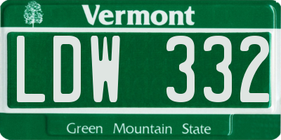 VT license plate LDW332