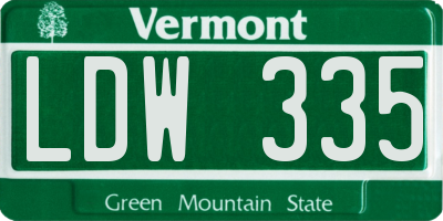 VT license plate LDW335