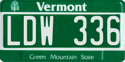 VT license plate LDW336