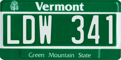VT license plate LDW341