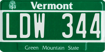VT license plate LDW344