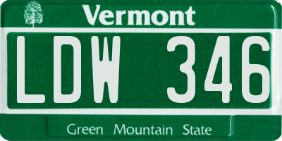 VT license plate LDW346