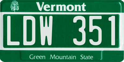 VT license plate LDW351