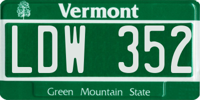 VT license plate LDW352