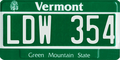 VT license plate LDW354