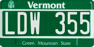 VT license plate LDW355