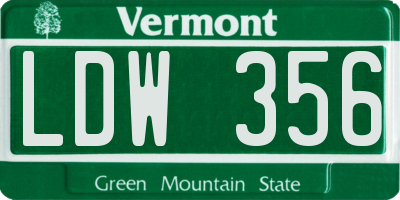 VT license plate LDW356