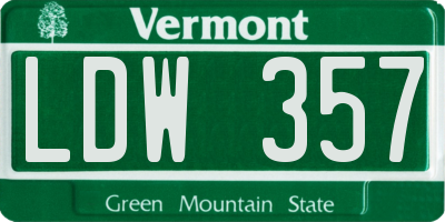 VT license plate LDW357