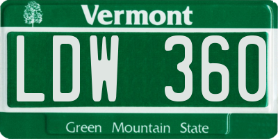 VT license plate LDW360