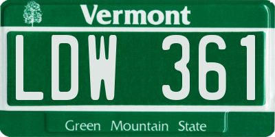 VT license plate LDW361