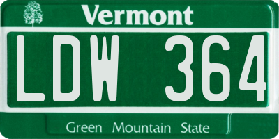 VT license plate LDW364