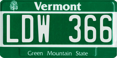 VT license plate LDW366