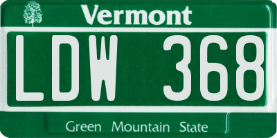 VT license plate LDW368
