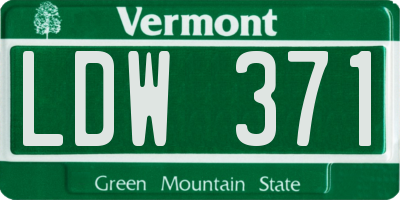 VT license plate LDW371