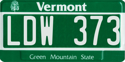VT license plate LDW373