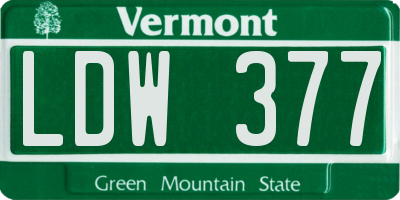 VT license plate LDW377