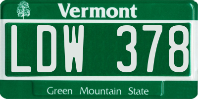 VT license plate LDW378