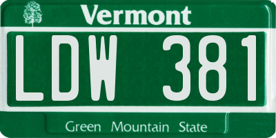 VT license plate LDW381
