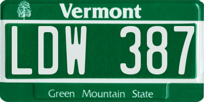 VT license plate LDW387
