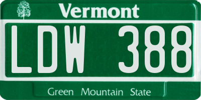 VT license plate LDW388