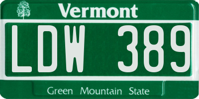 VT license plate LDW389