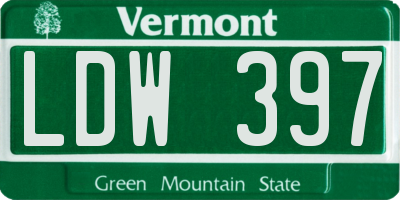 VT license plate LDW397