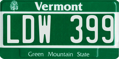 VT license plate LDW399