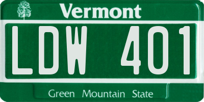 VT license plate LDW401