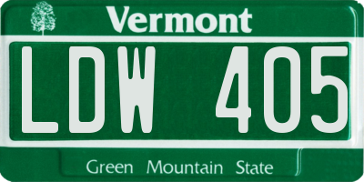 VT license plate LDW405