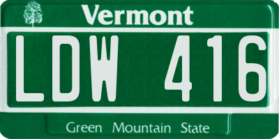 VT license plate LDW416