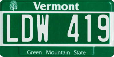 VT license plate LDW419