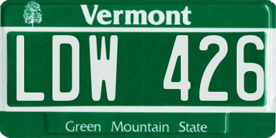 VT license plate LDW426