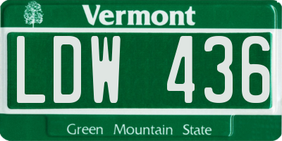 VT license plate LDW436
