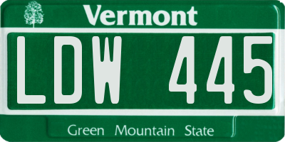 VT license plate LDW445