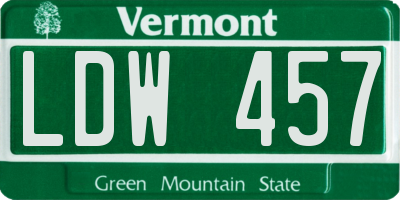 VT license plate LDW457
