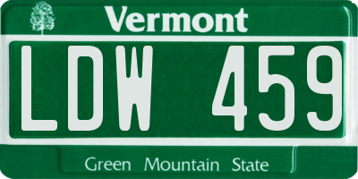 VT license plate LDW459