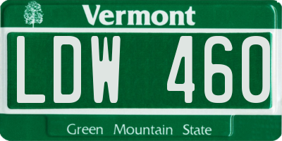 VT license plate LDW460