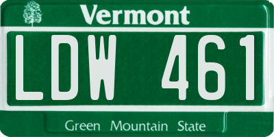 VT license plate LDW461