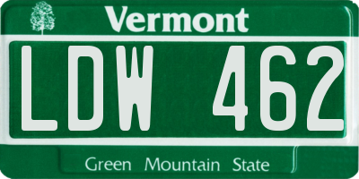 VT license plate LDW462