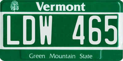 VT license plate LDW465